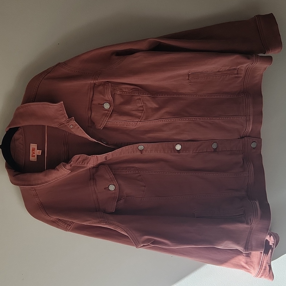 EVRI Denim Jacket With Pockets Mauve Dusty Rose, Size 4x